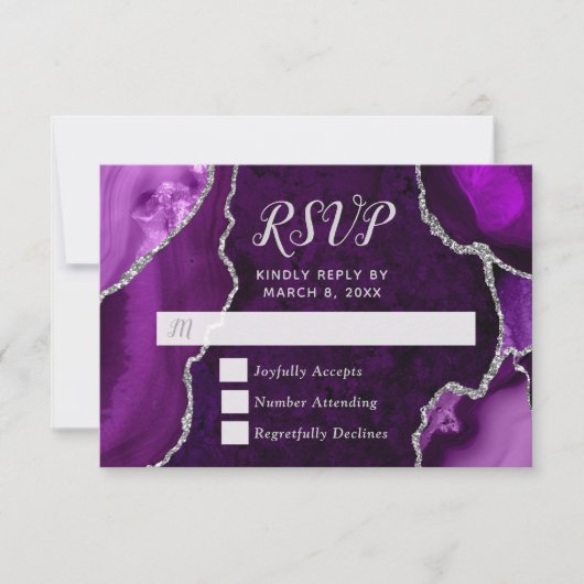 Purple and Silver Agate Marble RSVP (正面)