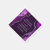 Purple and Silver Agate Marble Wedding スタンダードカクテルナプキン (角)