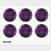 Purple and Silver Agate Marble Wedding ラウンドシール (シート)