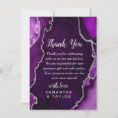 Purple and Silver Agate Marble Wedding Thank You サンキューカード (正面)