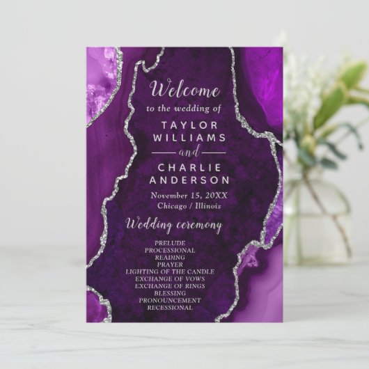 Purple and Silver Agate Wedding Program プログラム (スタンド正面)