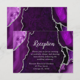 Purple and Silver Agate Wedding Reception エンクロージャーカード