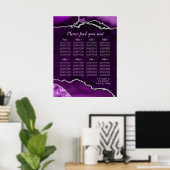 Purple and Silver Agate Wedding Seating Chart ポスター (ホームオフィス)