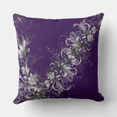 Purple and Silver Elegance Throw Pillow クッション (裏面)