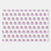 Purple and Silver Elegant Flowers ラッピングペーパーシート (正面)