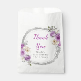 Purple and Silver Elegant Flowers Birthday フェイバーバッグ
