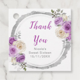 Purple and Silver Elegant Flowers Sweet Sixteen フェイバータグ
