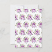 Purple and Silver Elegant Flowers Sweet Sixteen 出欠カード (裏面)