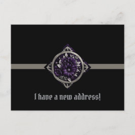 Purple and Silver Flowers in Gothic Frame COA ポストカード