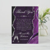 Purple and Silver Glitter Agate & Marble Wedding サンキューカード (スタンド正面)