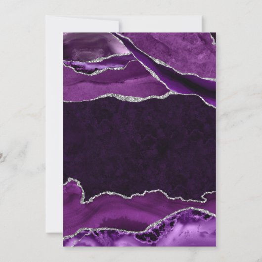 Purple and Silver Glitter Agate Wedding 招待状 (裏面)