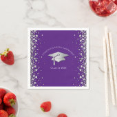 Purple and Silver Graduation スタンダードカクテルナプキン (インサイチュ)