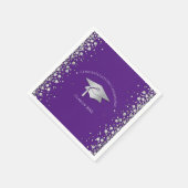 Purple and Silver Graduation スタンダードカクテルナプキン (角)