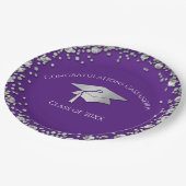 Purple and Silver Graduation ペーパープレート (アングル)