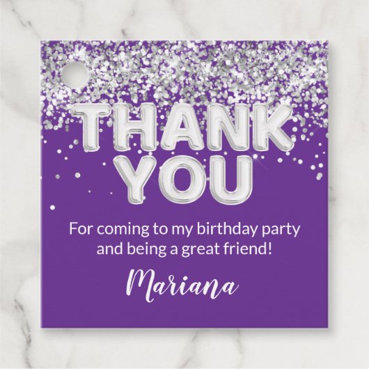 Purple and Silver Party Favors フェイバータグ (正面)