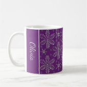 Purple and Silver Snowflakes Christmas Mug コーヒーマグカップ (左)