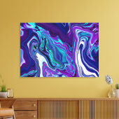 Purple and Teal Abstract Digital Pour Painting キャンバスプリント (インサイチュ (リビング))