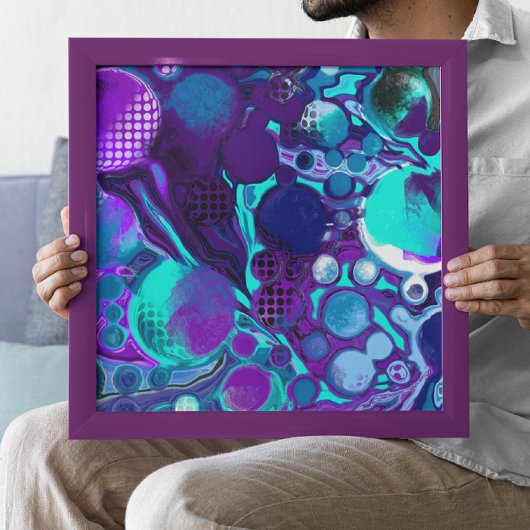 Purple and Teal Abstract Digital Pour Painting   フォトプリント