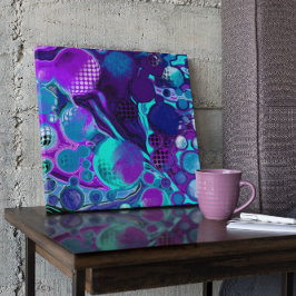 Purple and Teal Abstract Digital Pour Painting   ポスター