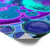 Purple and Teal Abstract Digital Pour Painting ポスター (角)