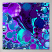 Purple and Teal Abstract Digital Pour Painting ポスター (正面)