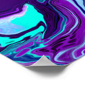 Purple and Teal Abstract Fluid Art ポスター (角)