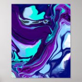 Purple and Teal Abstract Fluid Art ポスター (正面)