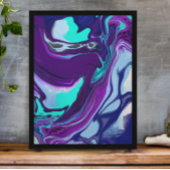 Purple and Teal Abstract Fluid Art ポスター