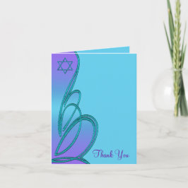 Purple and Teal Blue Bat Mitzvah Thank You サンキューカード
