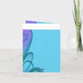 Purple and Teal Blue Bat Mitzvah Thank You サンキューカード (裏面)