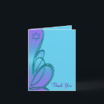 Purple and Teal Blue Bat Mitzvah Thank You サンキューカード<br><div class="desc">Purple and teal blue Bat Mitzvah Thank You card.</div>