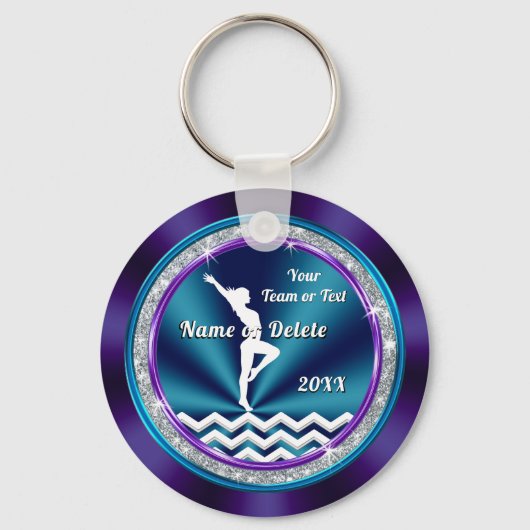 Purple and Teal Gymnastic Gift Ideas for Girls キーホルダー (正面)