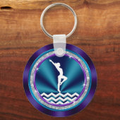 Purple and Teal Gymnastic Gift Ideas for Girls キーホルダー (裏面)