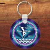 Purple and Teal Gymnastic Gift Ideas for Girls キーホルダー (正面)