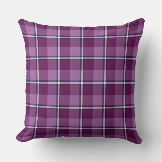 Purple and Trendy Pink Plaid クッション (正面)