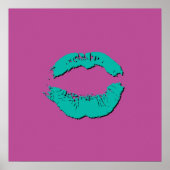 Purple and Turquoise Kissing Lips ポスター (正面)