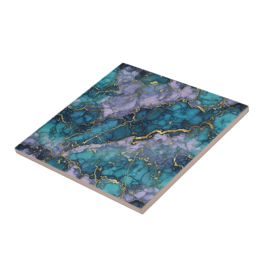 Purple and Turquoise Marble Ceramic Tile タイル (側面)