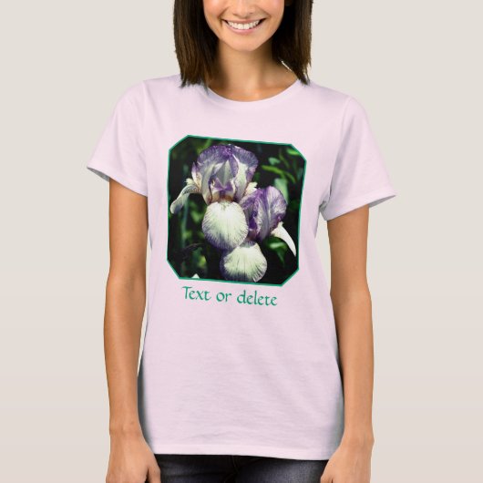 Purple And White Bearded Iris Flower Pair Tシャツ (正面)