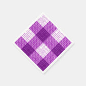 Purple and White Bold Checkered Plaid Design  スタンダードカクテルナプキン (角)