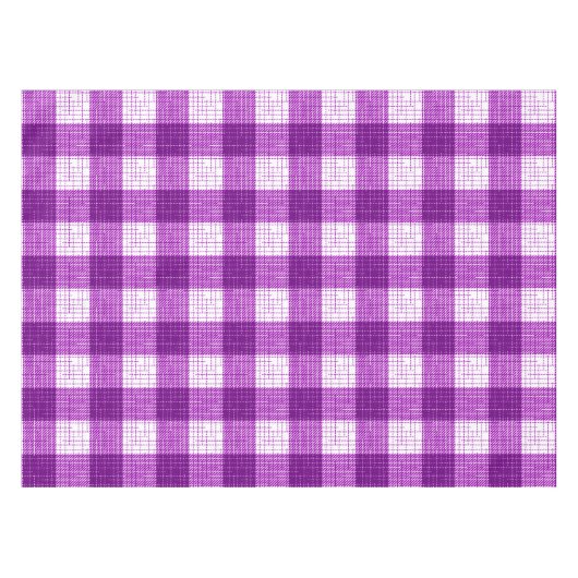Purple and White Bold Checkered Plaid Design テーブルクロス (正面(横))