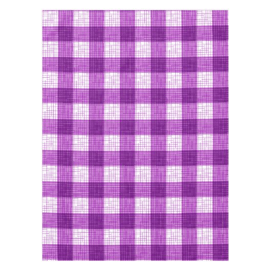 Purple and White Bold Checkered Plaid Design  テーブルクロス (正面)
