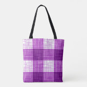 Purple and White Bold Checkered Plaid Design  トートバッグ (裏面)