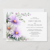 Purple and White Daisies Wedding  招待状 (正面)