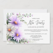 Purple and White Daisies Wedding After Party 招待状 (正面)