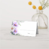 Purple and White Daisies Wedding Place Card プレイスカード (正面)