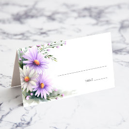 Purple and White Daisies Wedding Place Card プレイスカード