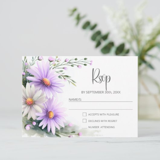 Purple and White Daisies Wedding RSVP (スタンド正面)