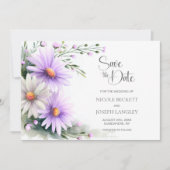 Purple and White Daisies Wedding Save the Date セーブザデート (正面)