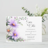 Purple and White Daisies Wedding Save the Date セーブザデート (スタンド正面)