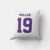 Purple and White Double-Sided Sports Jersey クッション (裏面)